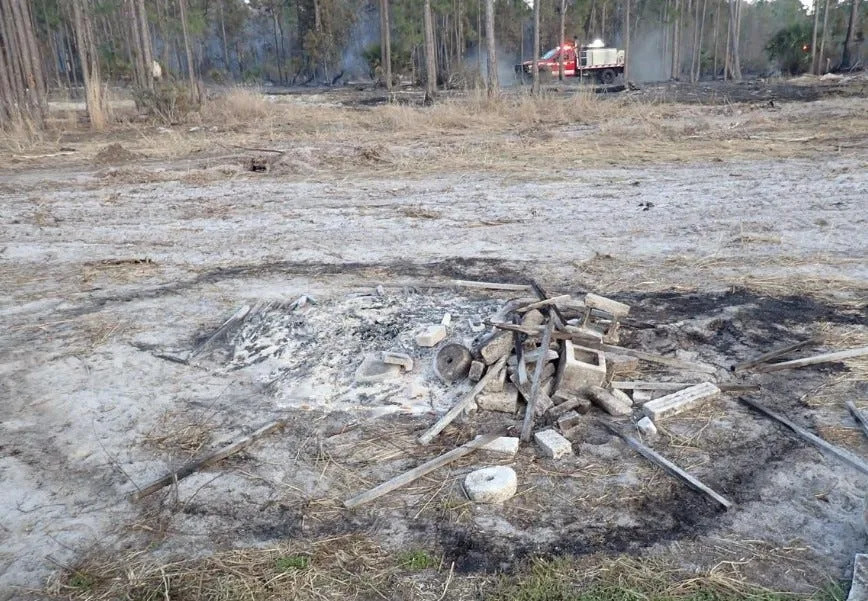 A brush fire along Del Prado near Kismet on Saturday, Feb. 28, 2026, was determined to be 36 acres in size and was 95% contained by the end of the day, Cape Coral Fire Department reported. They determined the cause was an illegal campfire.