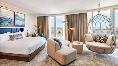 guest room with king bed