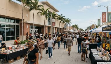 Visitors gather outside Fort Lauderdale’s African-American Research Library during an Africana arts and humanities festival.