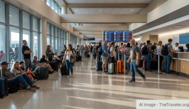 Crowded Fort Lauderdale airport terminal with stranded passengers and canceled flights on departure boards.