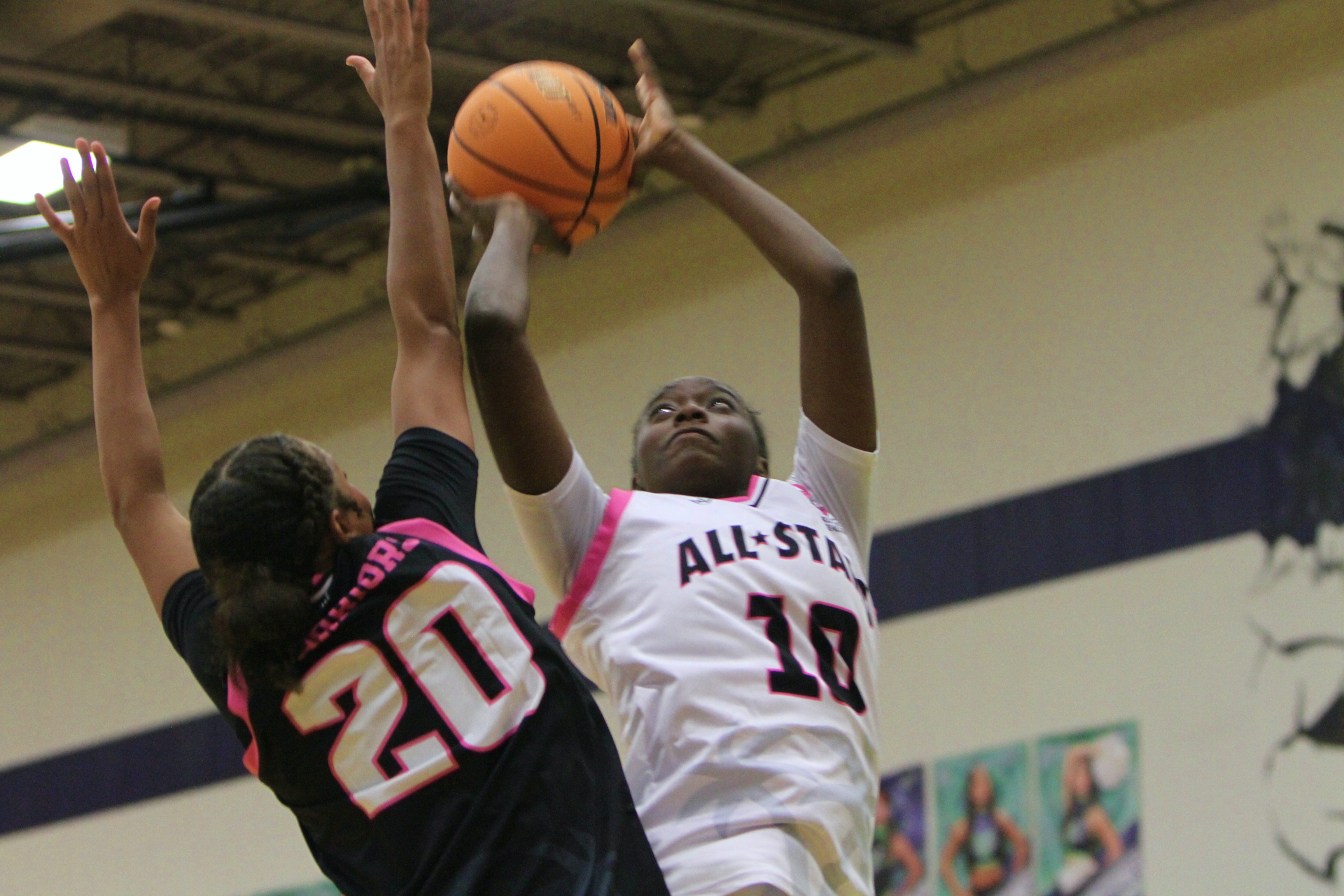 Gabby Fortius of Ocoee goes up for two of her...