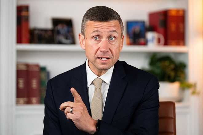DNC Chair Ken Martin UNITED STATES - NOVEMBER 2: Ken Martin, chair of the Democratic National Committee, speaks during an interview at DNC headquarters in Washington on Sunday, November 2, 2025. (Bill Clark/CQ-Roll Call, Inc via Getty Images)