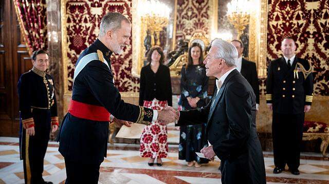 King Felipe VI of Spain receives the Letter of Credence of the new Ambassador of the United States, Benjamin Leon Jr., at the Royal Palace of Madrid, on Feb. 18, 2026.