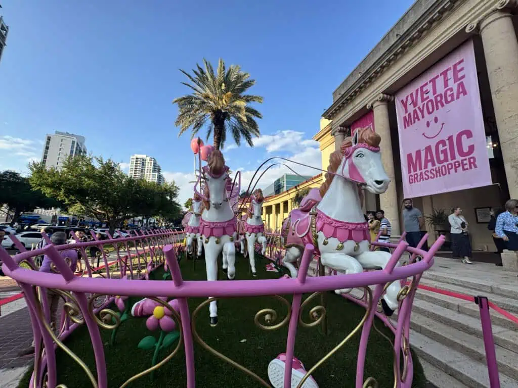 A horse and carriage art sculpture