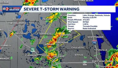 Central Florida counties under severe thunderstorm warnings