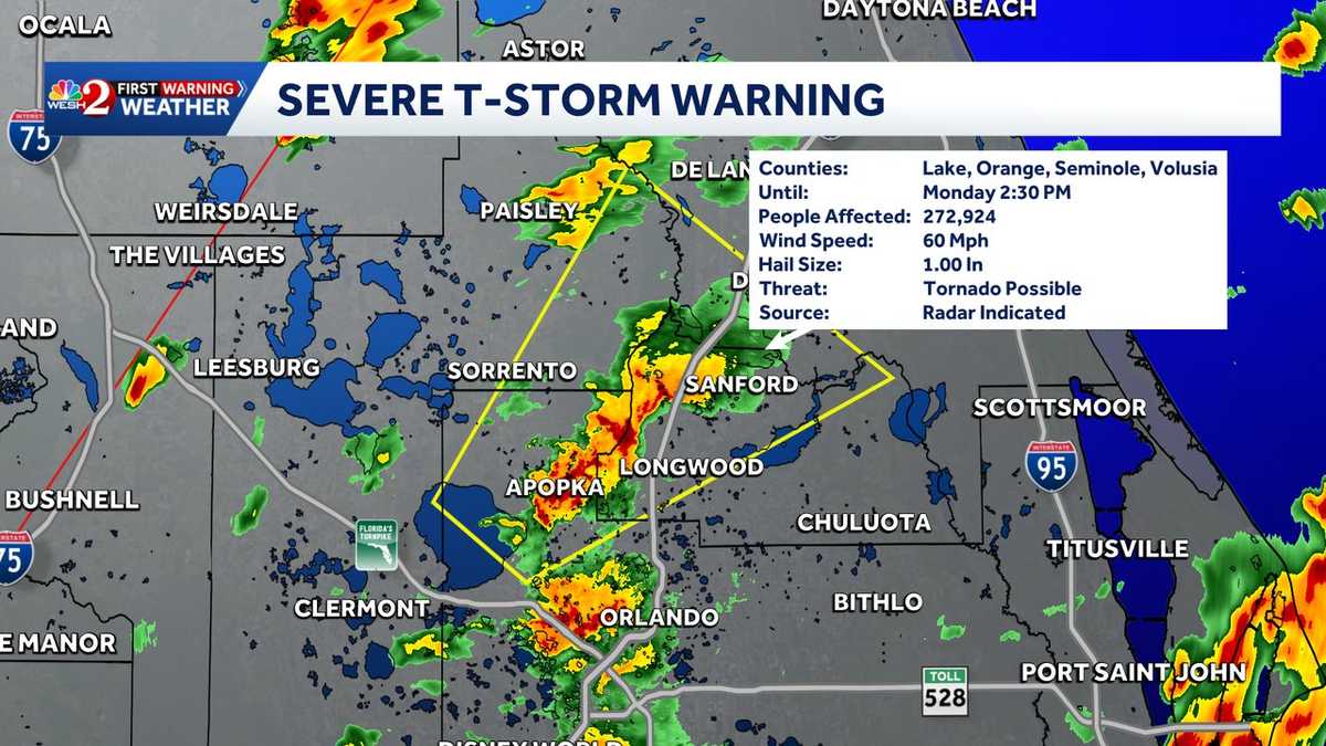 Central Florida counties under severe thunderstorm warnings