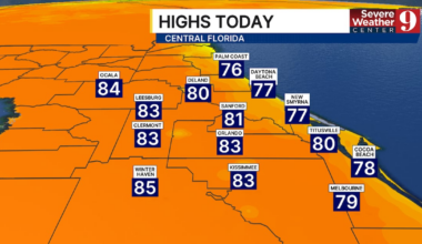 Central Florida Forecast: 80s on Thursday with rain and cooler temps coming