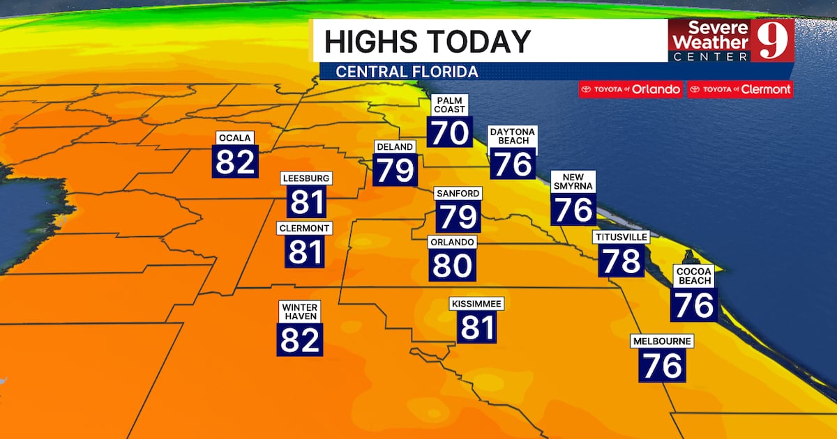 Central Florida forecast: warm, breezy, coastal showers on Tuesday