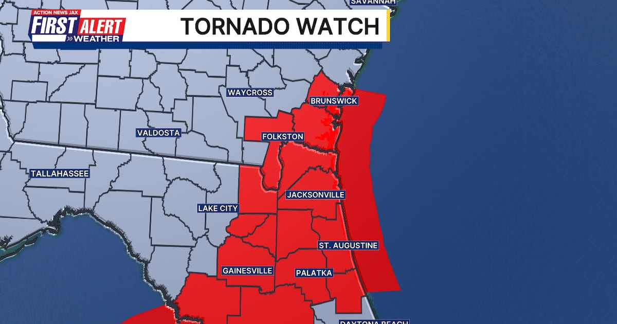 Tornado watches issued for NE Florida, SE Georgia counties until 8 p.m. – Action News Jax