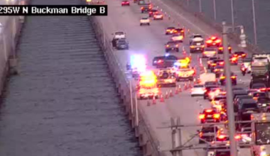 Fatal crash on I-295W on the Buckman Bridge closes multiple southbound lanes – Action News Jax