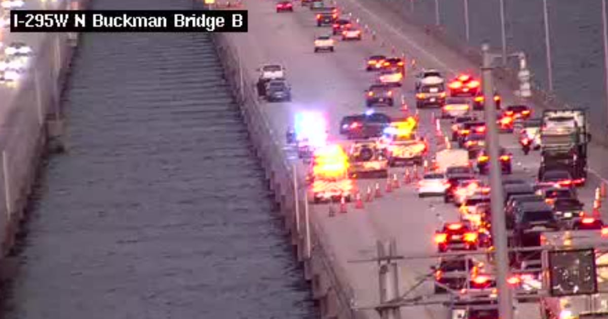 Fatal crash on I-295W on the Buckman Bridge closes multiple southbound lanes – Action News Jax