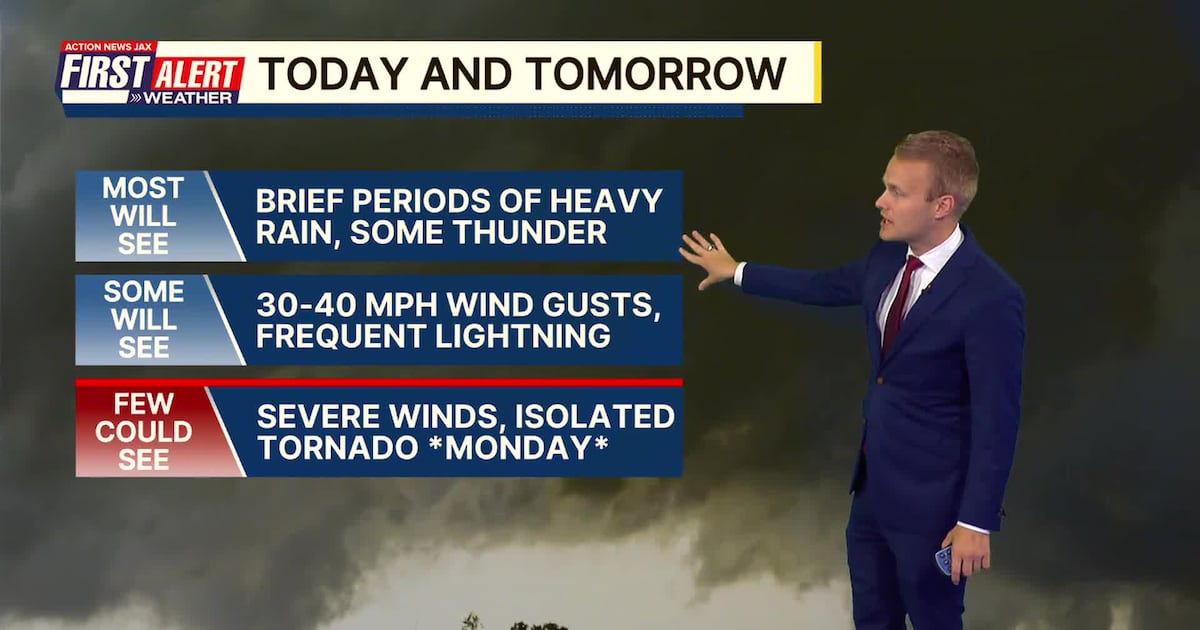 Storms expected Sunday afternoon with a First Alert Weather Day Monday – Action News Jax