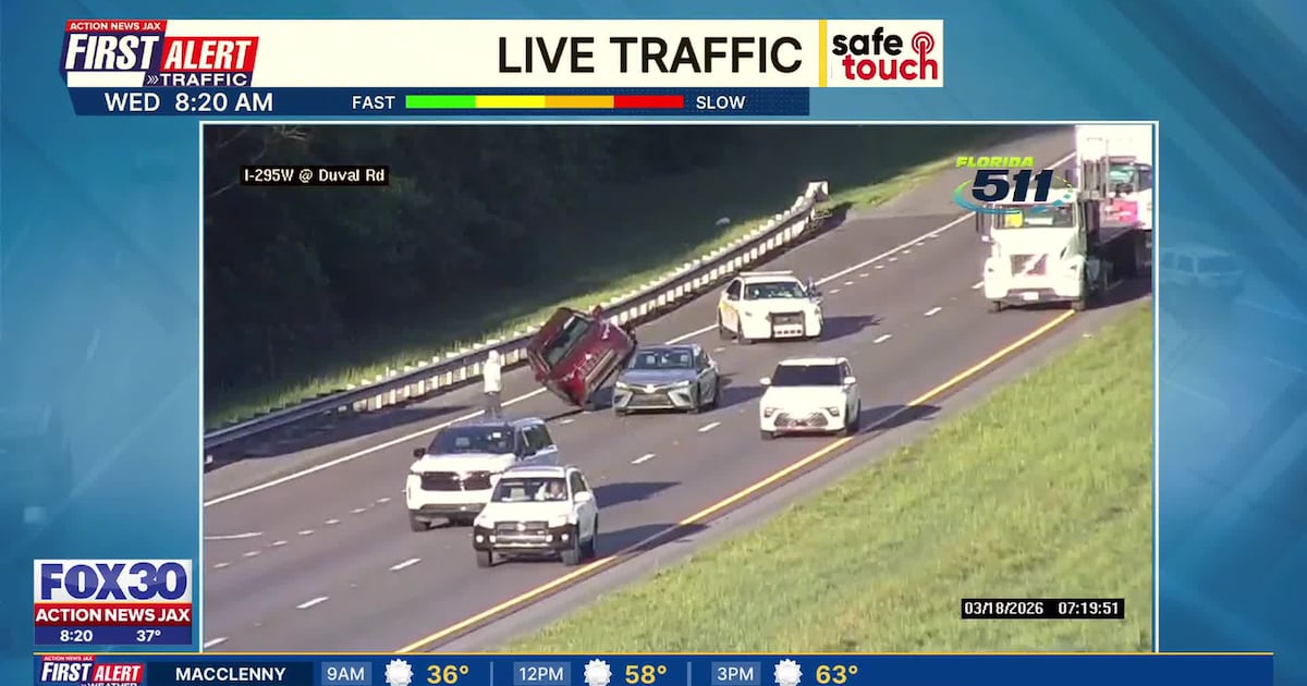 Crash blocks lane on I-295 North at Duval Road – Action News Jax
