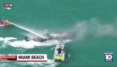 Authorities respond to boat fire off Miami Beach