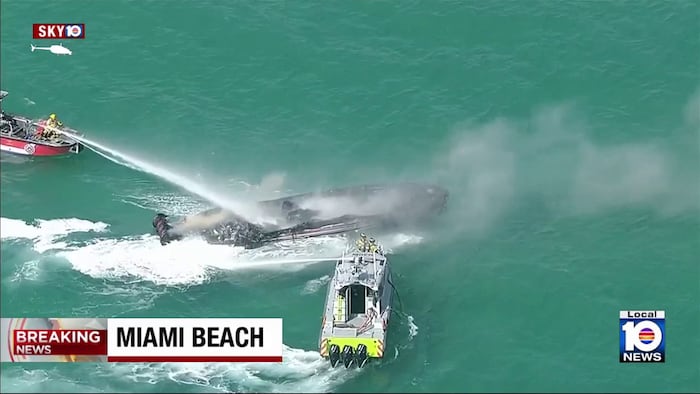 Authorities respond to boat fire off Miami Beach