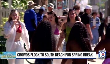 Sunday sunrise brings beginning to new spring break vacation for many in Miami Beach
