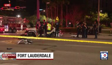 3 hospitalized after crash involving fire truck closes part of Broward Boulevard in Fort Lauderdale