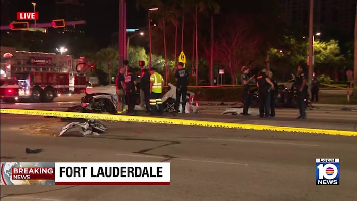 3 hospitalized after crash involving fire truck closes part of Broward Boulevard in Fort Lauderdale
