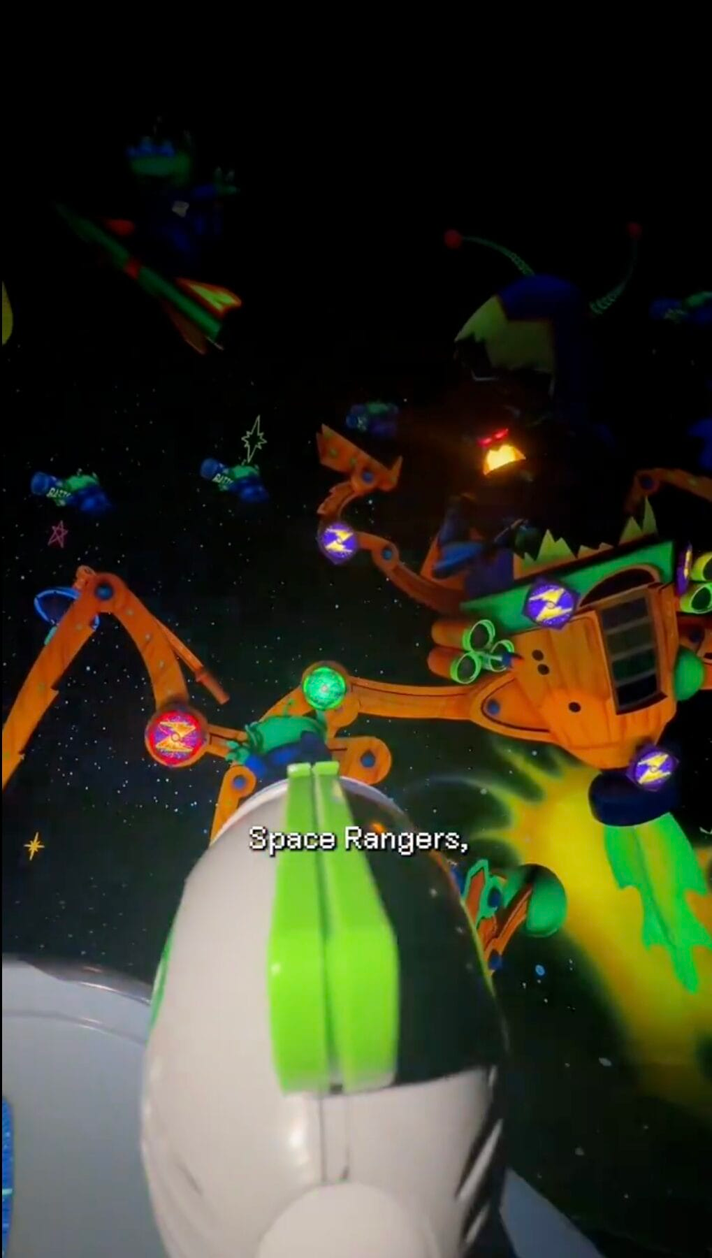 Screenshots from first look video at the refurbished Buzz Lightyear's Space Ranger Spin in Magic Kingdom at Walt Disney World