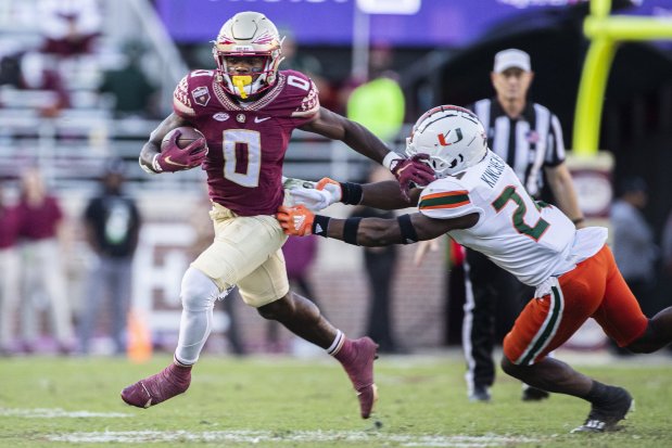 Orlando Storm running back Jashaun Corbin (0), who was the UFL's leading rusher last season in St. Louis, played collegiately at FSU. (AP Photo/Mark Wallheiser)
