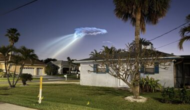 A “jellyfish” effect was seen in Pinellas County on Gulf Boulevard between Bellair Bridge and Sandkey Bridge after a rocket launch. (Courtesy: Michelle Lombardo)