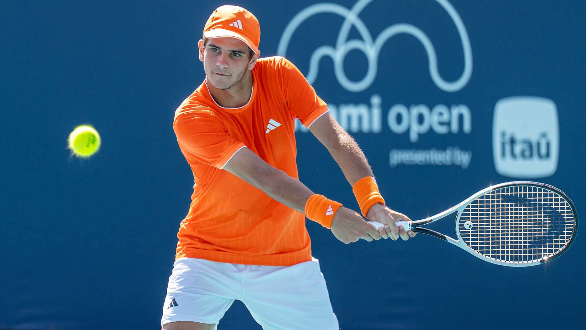Rafael Jodar in action on Saturday at the Miami Open presented by Itau.