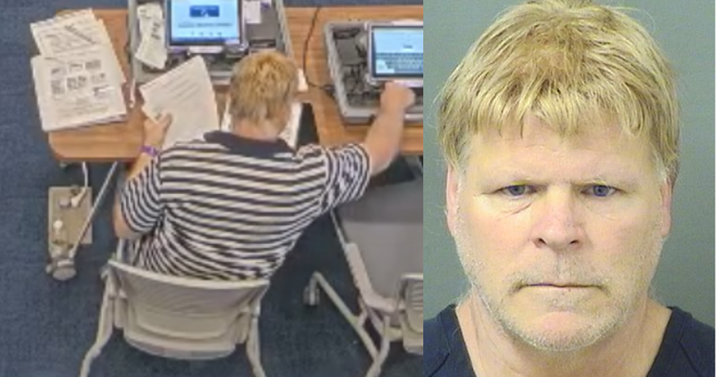 john d. panicci was arrested for allegedly stealing sensitive computer equipment from the palm beach county supervisor of elections office.