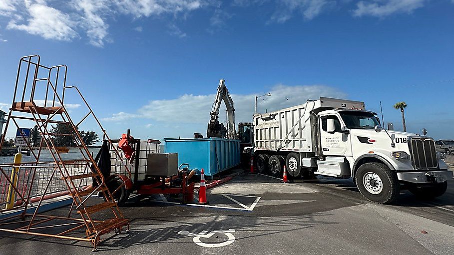 One month in, dredging at John’s Pass about 20% done