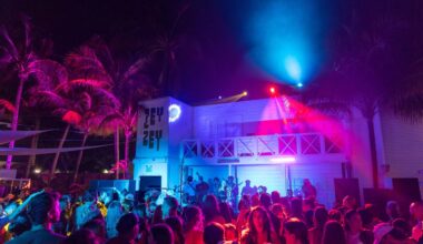 The crowd cheering on the band at ZeyZey