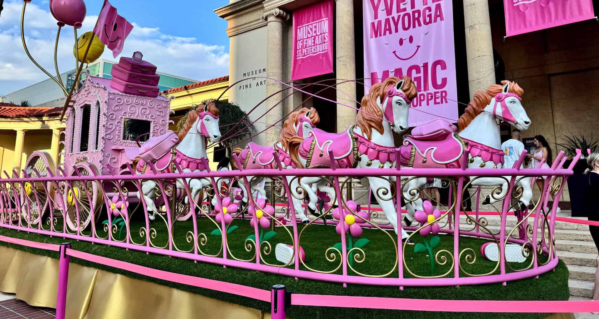 Meet 'Magic Grasshopper,' the massive pink carriage sculpture that just popped up on Beach Drive
