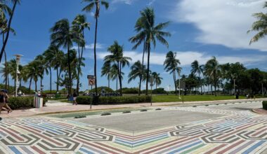 Depicted are rainbow crosswalks at the intersection of Ocean Drive and 12th Street.