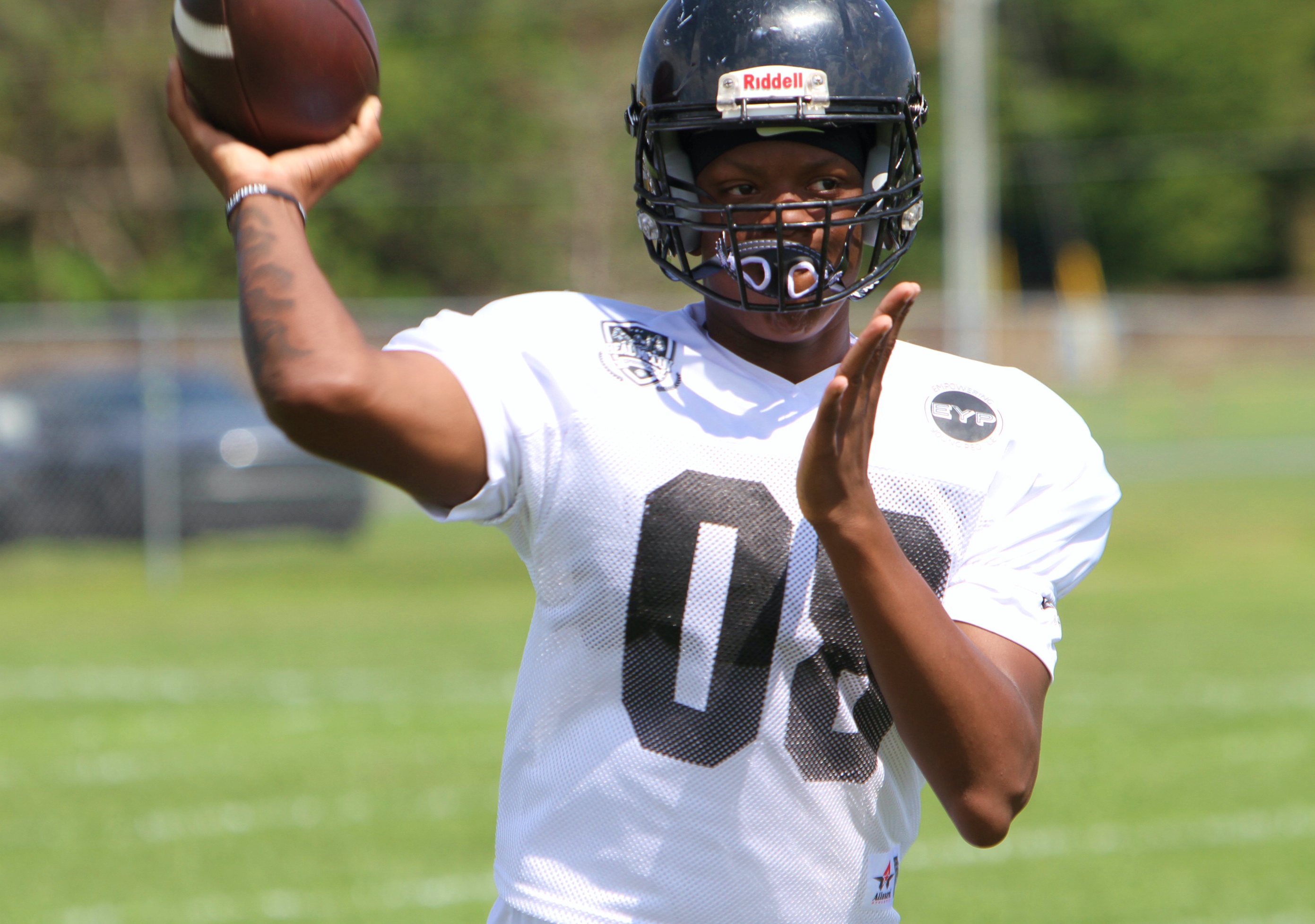 Ocoee 2028 quarterback Nathaniel Watkins at the Real McCoy Exposure...