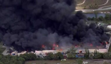 Chopper video shows massive warehouse fire in northwest Miami-Dade
