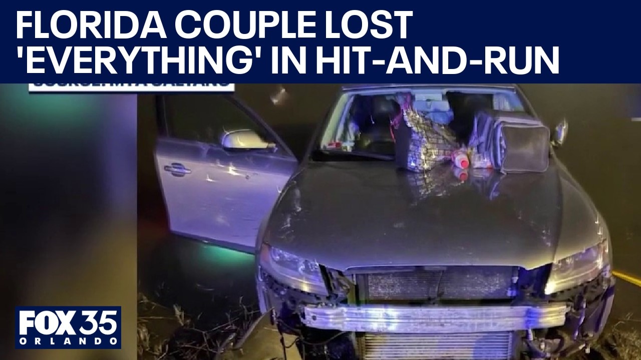Florida couple's car spins into pond from hit-and-run impact