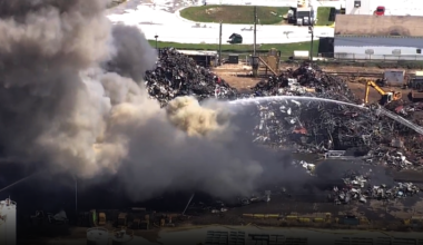 Chopper 2 over scrapyard fire in Orange County near MCO