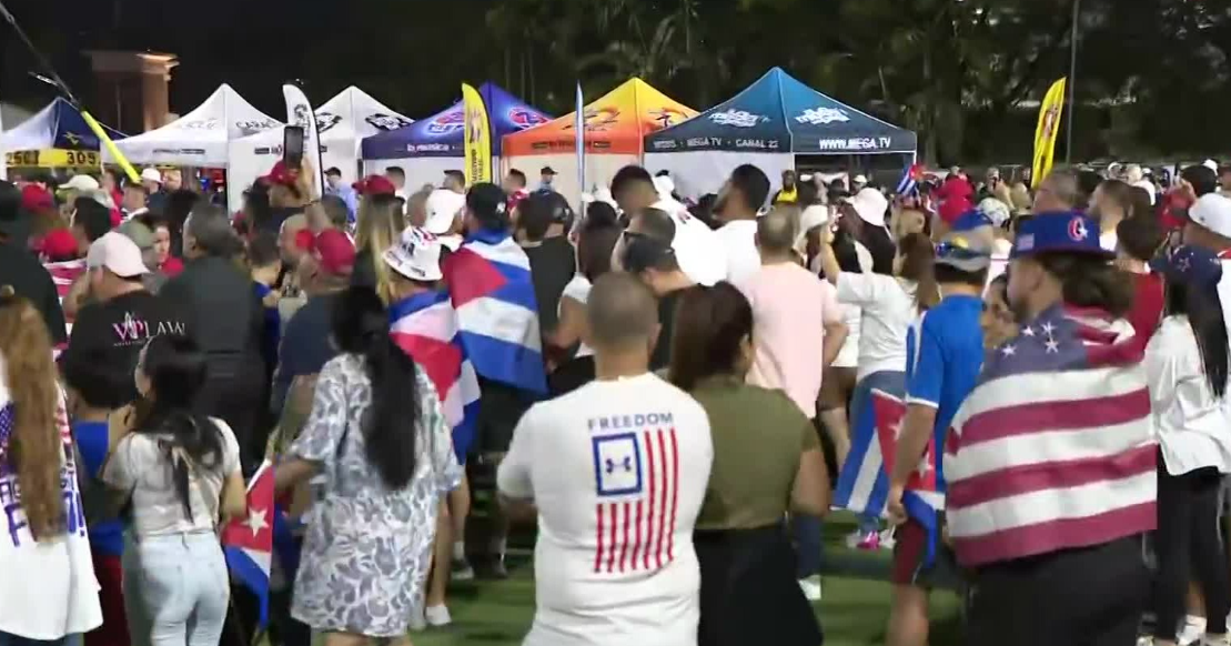 Hundreds of Cuban Americans gather in Hialeah for a "Free Cuba" rally calling for political change in the island