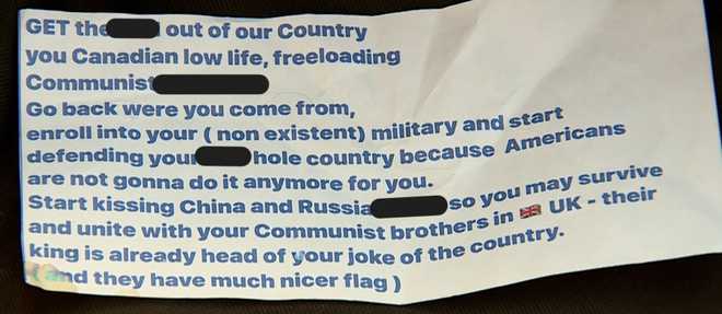 hostile notes target canadian woman in florida and they're getting worse