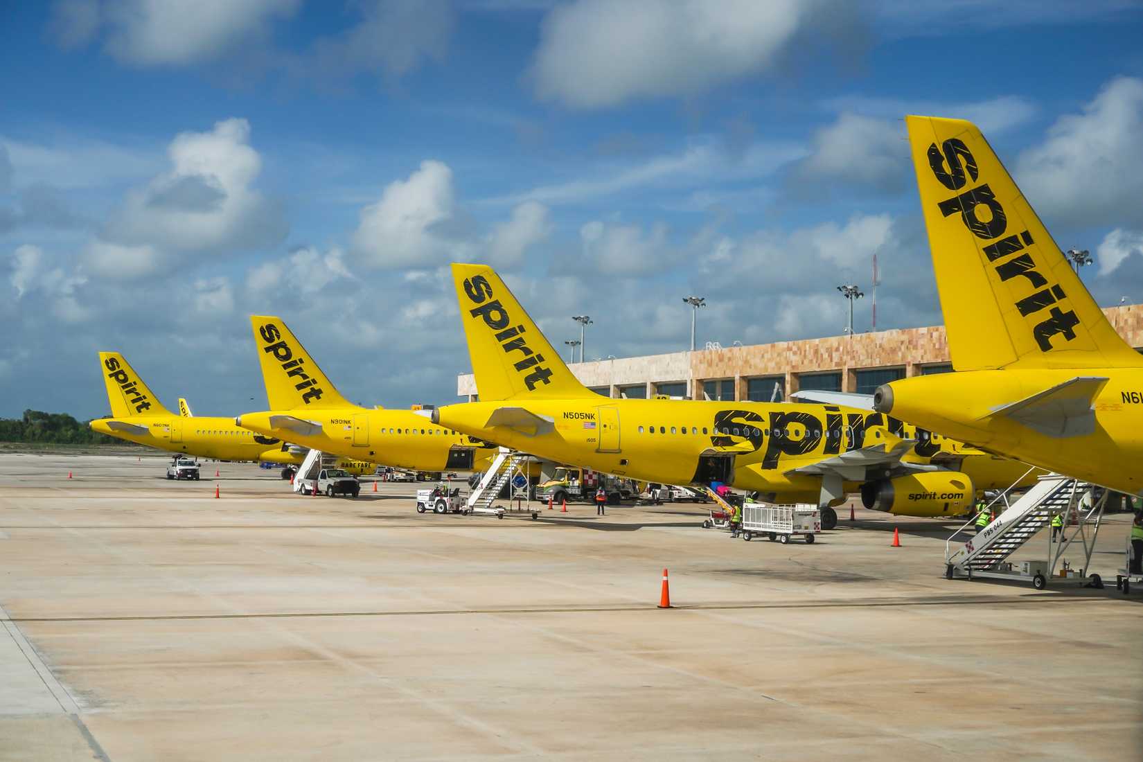 Spirit Airlines aircraft at the gate