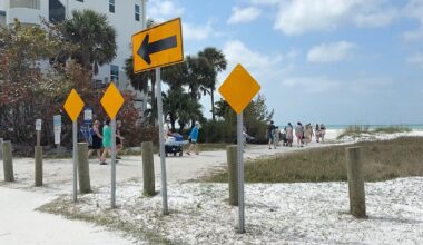 Currently, this private beach on Siesta Key is consistently mistaken as a public beach, meaning maintenance is up to the owner, Mike Holderness. He took the county to federal court after they denied his request for a lifeguard. (Spectrum News/Claire Alfree)