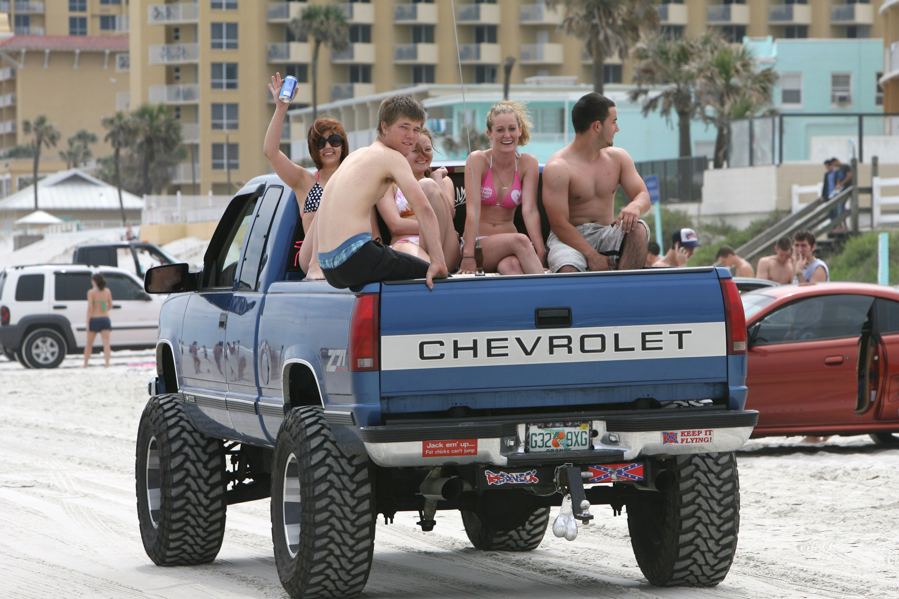 Spring breakers cruising up and down Datyona Beach on 3/11/08....