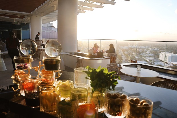 The outside bar at the Ibis Sky Lounge inside the Omni Fort Lauderdale Hotel in Fort Lauderdale on Thursday, Feb. 26, 2026. (Carline Jean/South Florida Sun Sentinel)