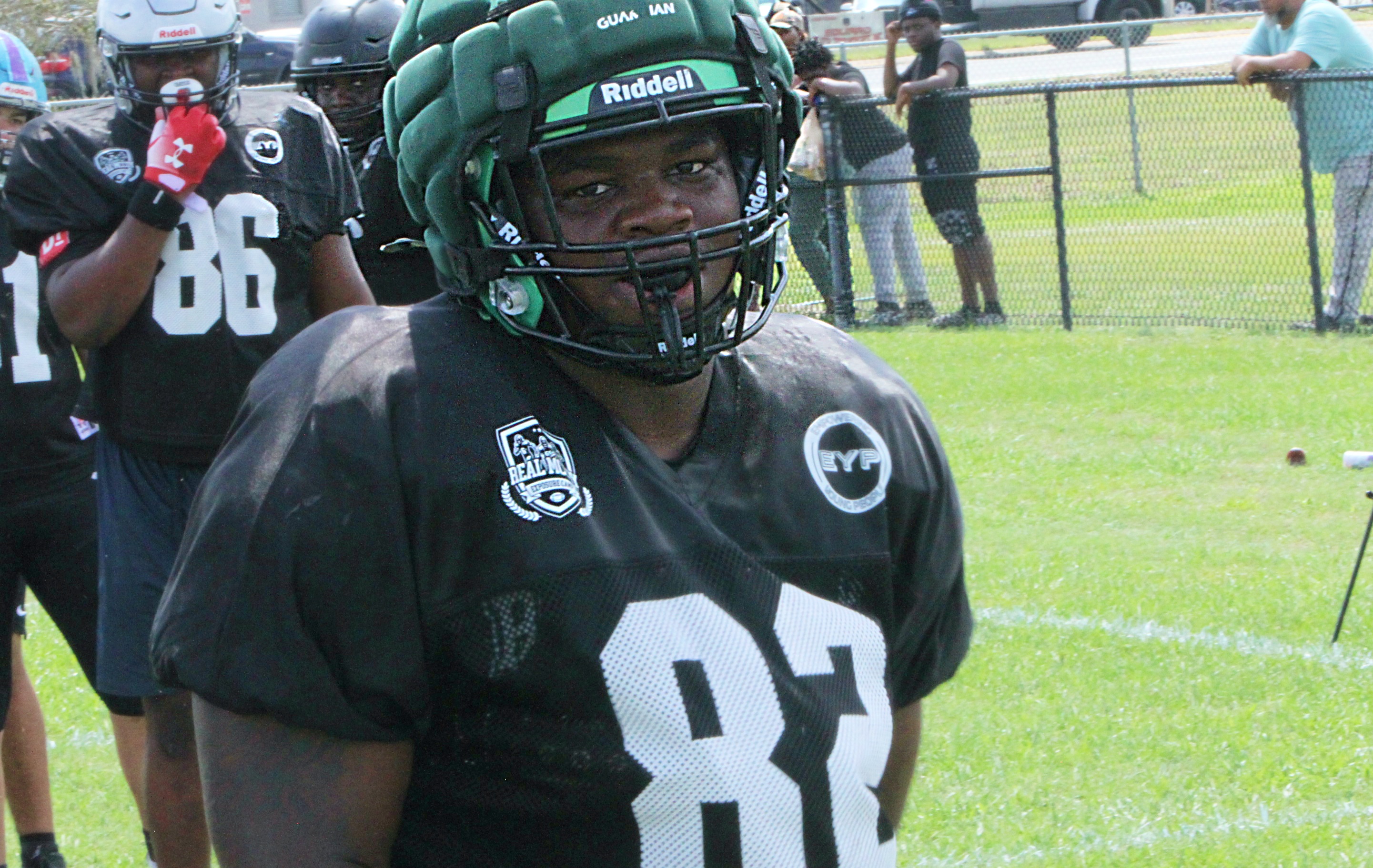 DeLand 2027 lineman Taz Logan at the Real McCoy Exposure...