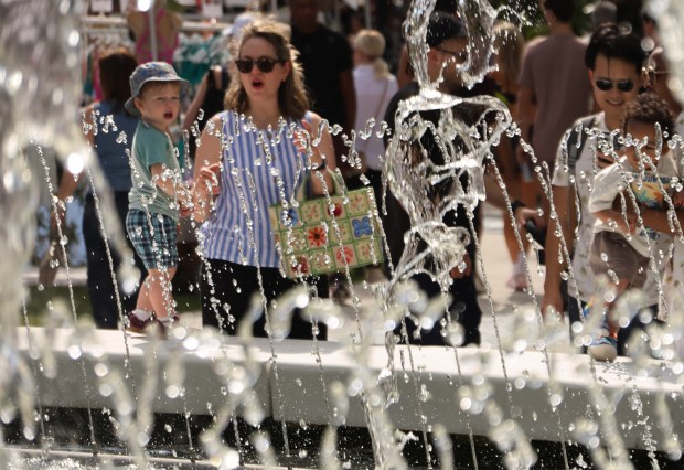 The Spirit of Fort Lauderdale fountain is working again at the newly reopened Huizenga Park in downtown Fort Lauderdale, Sunday, Jan. 25, 2026. The Fort Lauderdale Downtown Development Authority (DDA) and the Huizenga Park Foundation celebrated the grand reopening of the park, unveiling a fully redesigned 3.6-acre riverfront park featuring new public art, interactive play, expanded green space and a robust lineup of community programming. (Joe Cavaretta/South Florida Sun Sentinel)