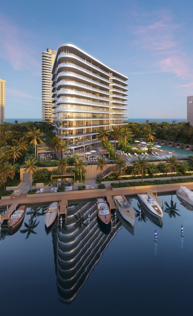 The Ritz-Carlton Residences will feature two towers on both sides of State Road A1A in Pompano Beach. The towers are expected to open later this year. (DBOX/Courtesy)