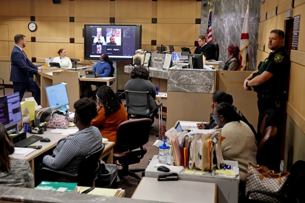 Judge Michael Davis leads the 17th Judicial Circuit's Mentor Drug Court on Wednesday, March 18, 2026. The General Counsel for the White House Office of National Drug Control Policy visited the courtroom to observe the proceedings. (Mike Stocker/South Florida Sun Sentinel)