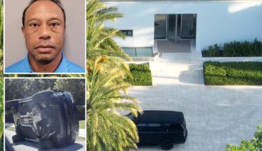 Exclusive photos of Tiger Woods' Florida home show his front door open, car in driveway