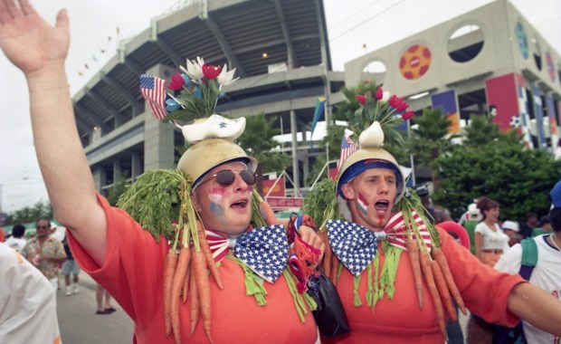 The eyes of the world were on Orlando for soccer's World Cup in 1994. The Citrus Bowl played host to matches involving Belgium, Morocco, Mexico, Ireland, Saudi Arabia and the Netherlands. Dutch fans are shown celebrating outside the stadium on July 4, 1994, following a 2-0 victory over Ireland. (Orlando Sentinel file)