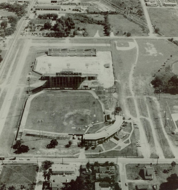 Orlando's Tangerine Bowl, known now as Camping World Stadium, and the Tinker Field baseball complex are seen in his photo, believed to be from the 1960s. The football stadium, originally with a 10,000-seat capacity, was built in 1936 with additional seating added through the years. Tinker Field, named after baseball Hall-of-Famer Joe Tinker, was first constructed in 1914 and had various refurbishments over the years before being demolished in 2015. (Florida Citrus Sports) 