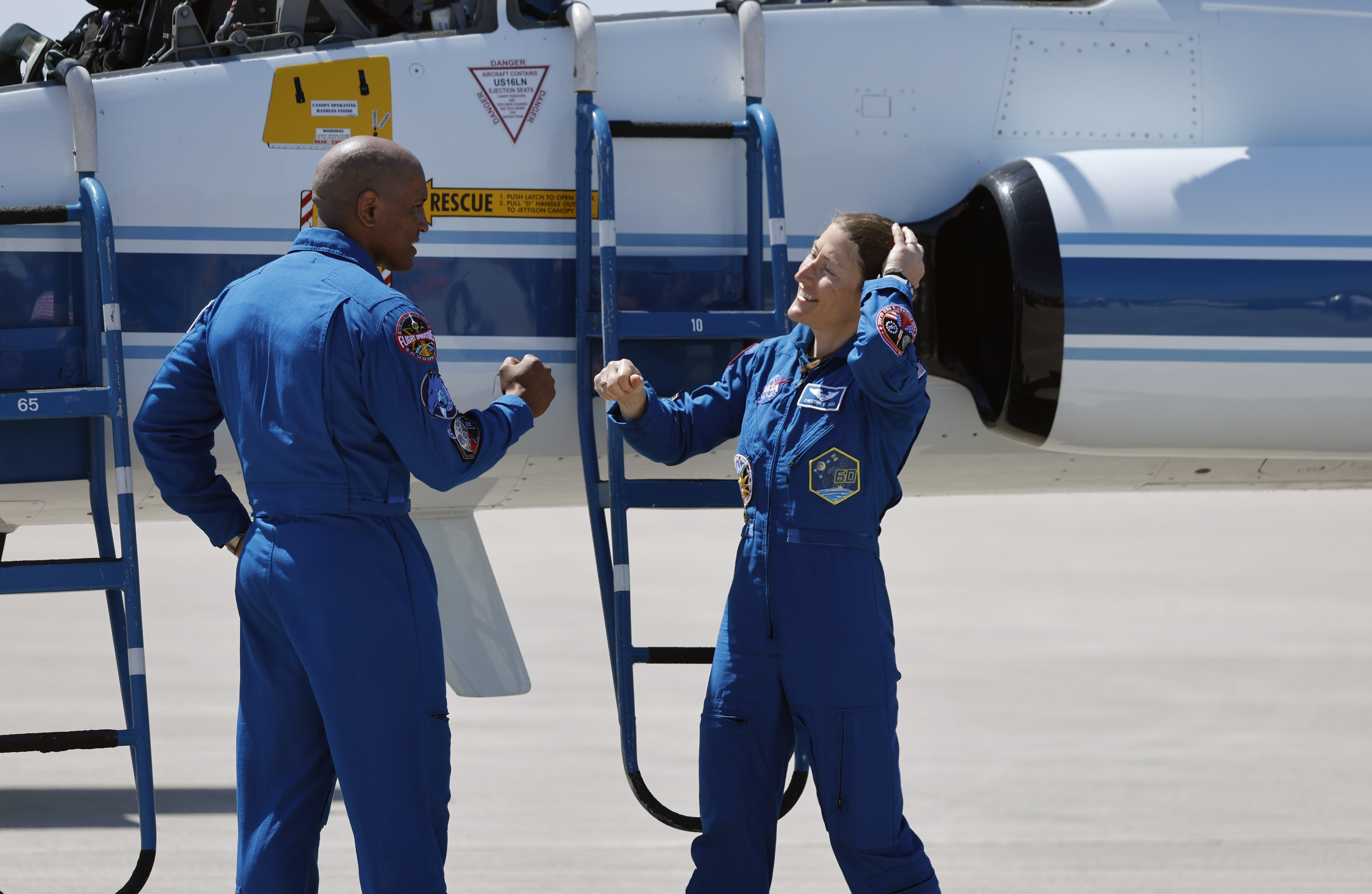 Artemis II pilot Victor Glover and mission specialist Christina Koch...