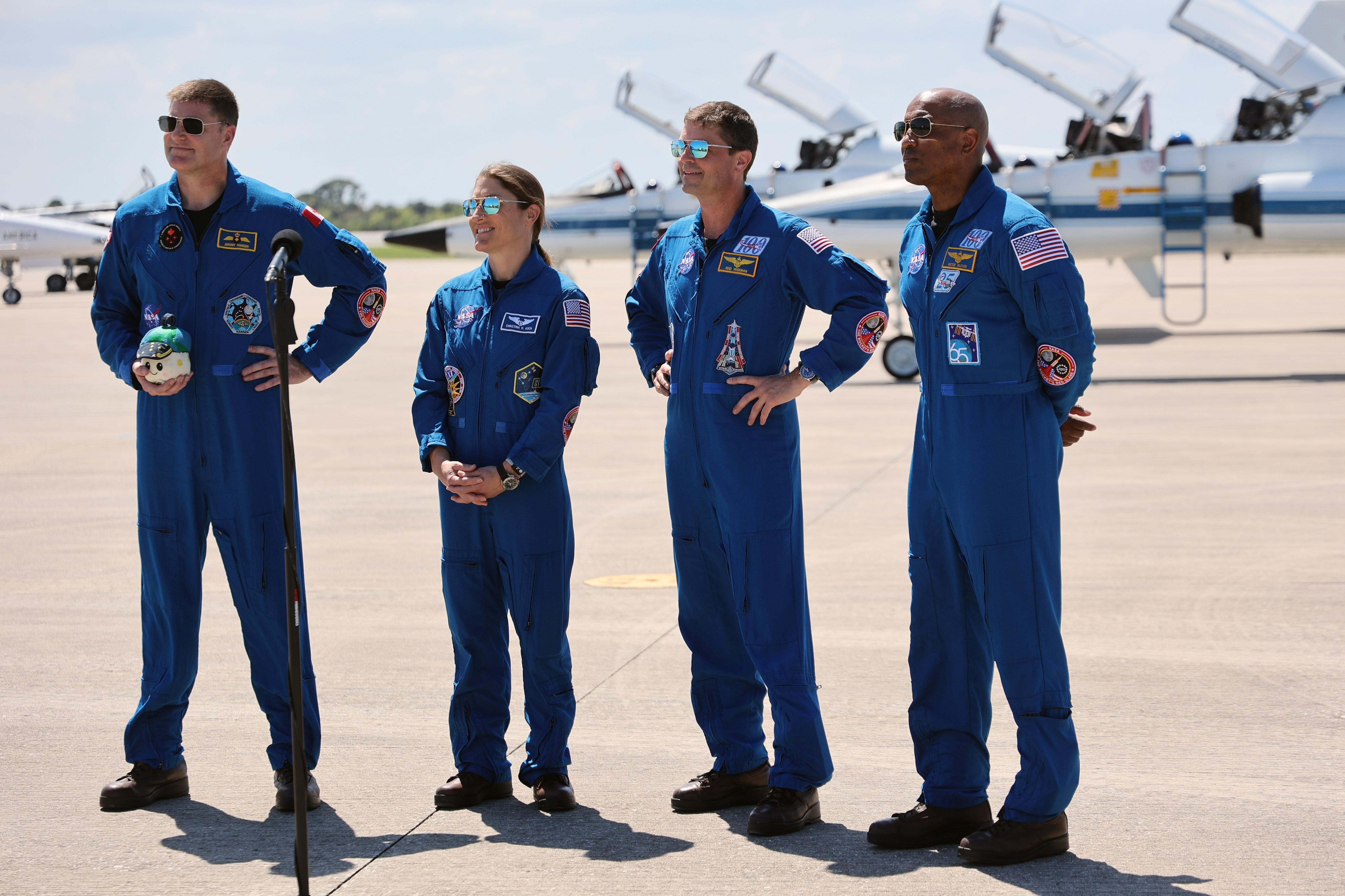 Left to Right, Artemis II Crew: Mission Specialists Jeremy Hansen;...